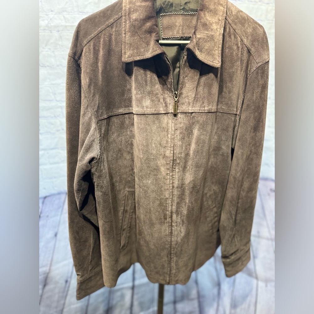John Ashford Tan Leather Coat Medium - Picture 5 of 11